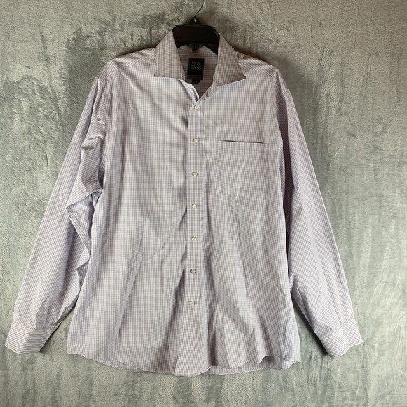 Jos A Bank Mens Shirt Traveler Travel Tech Button Up‎ Tailored Fit Plaid 17 36 - Picture 1 of 8